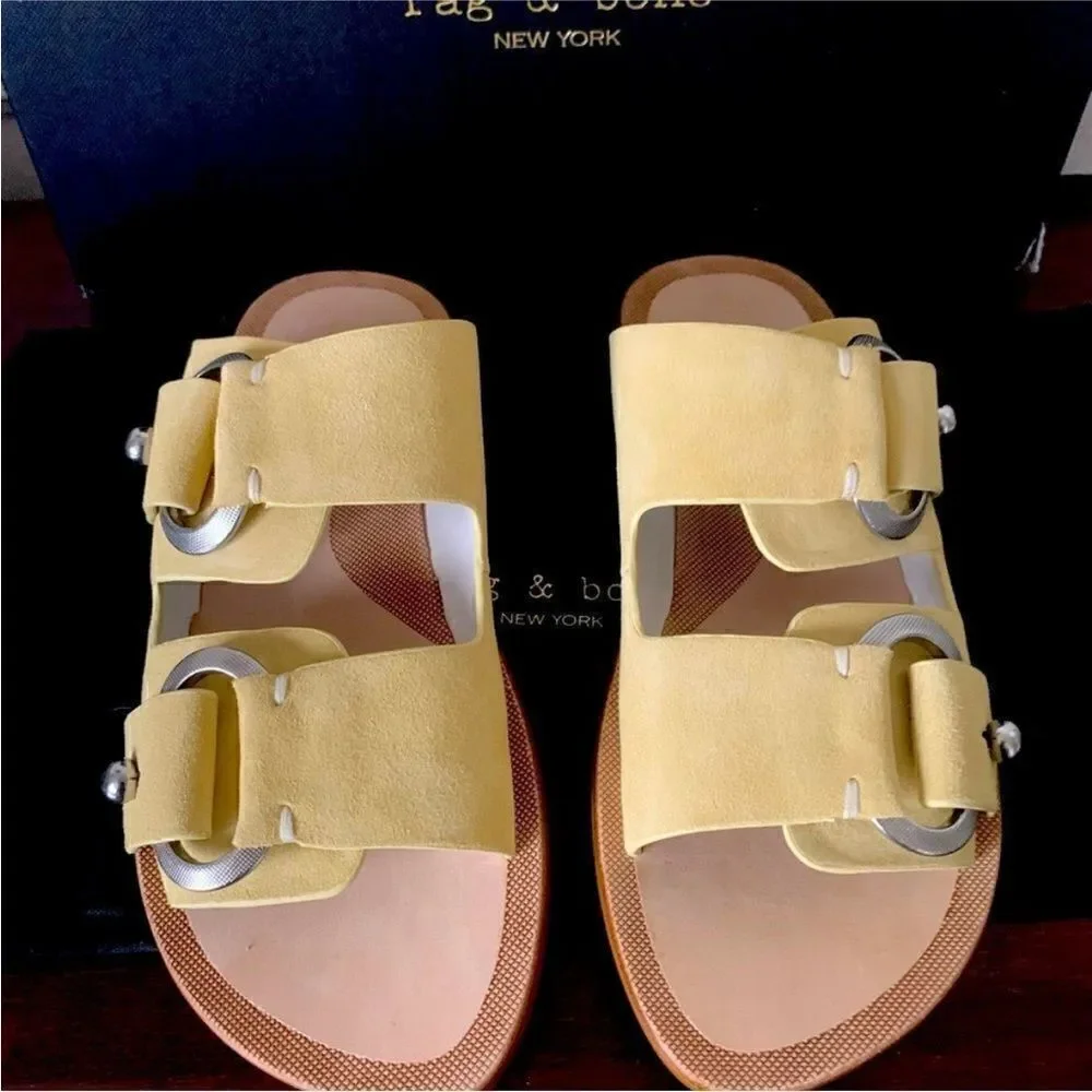 Rag&Bone Women’s strappy suede Leather upper/lining slide sandal Size 6 NIB